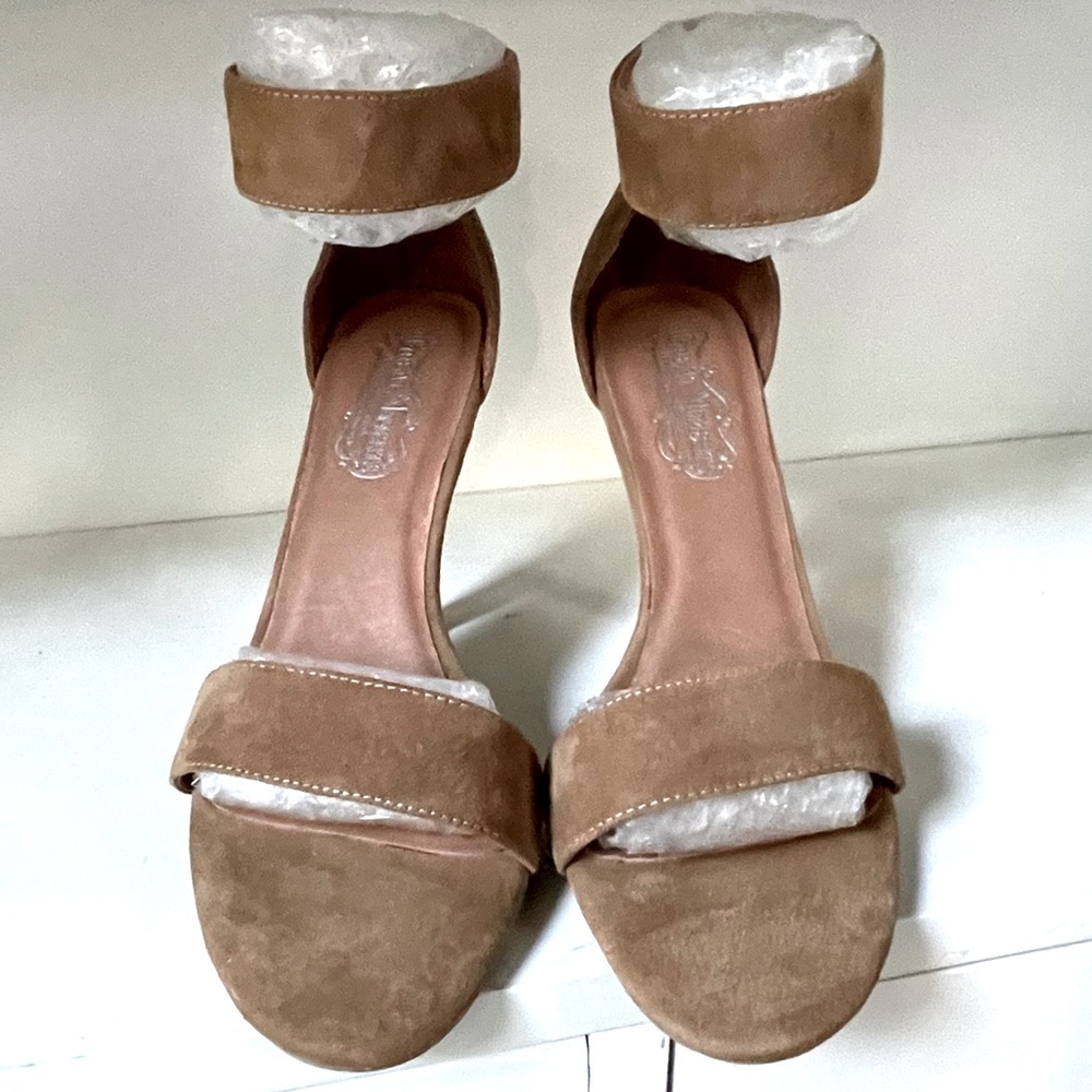 Jeffrey Campbell Great Moments Hough Tan Suede Ankle Strap Heels Pumps Size 9.5 - Picture 13 of 16